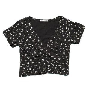 Black Brandy Melville Floral Rae Top